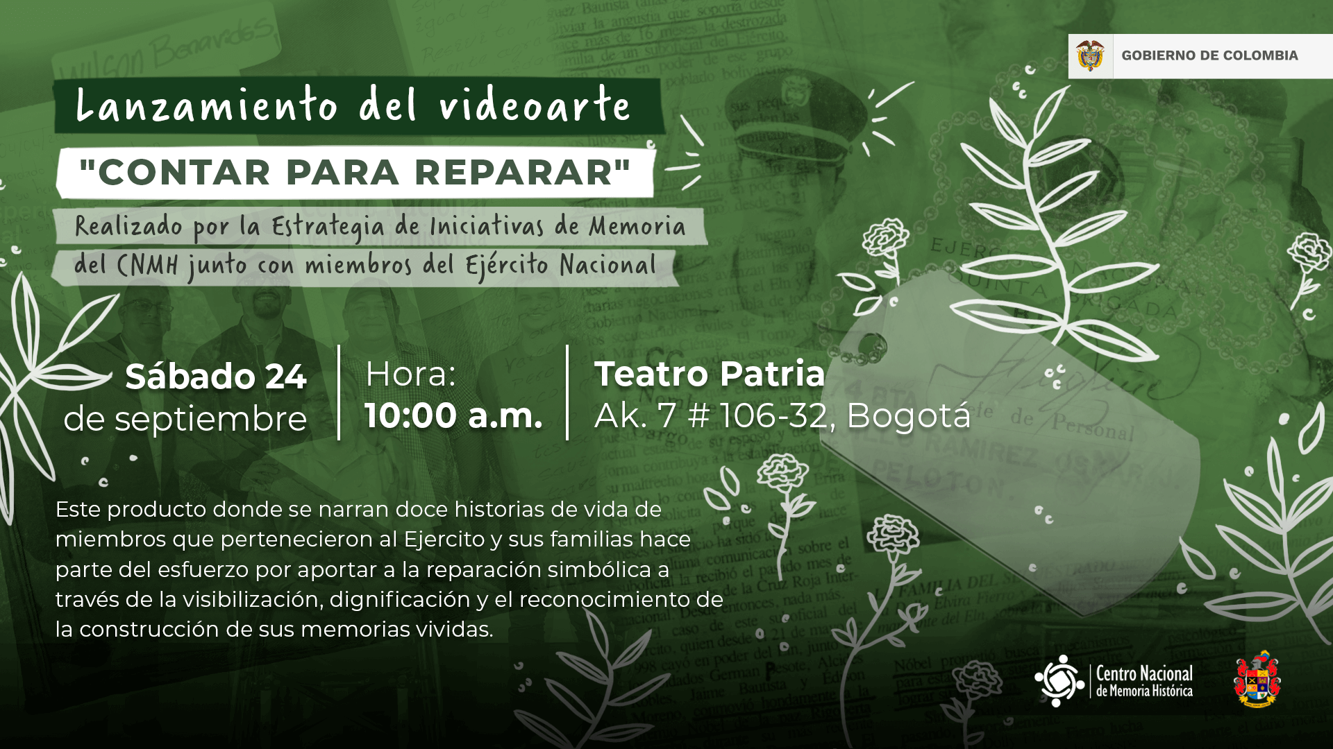 El Ejército Nacional y el Centro Nacional de Memoria Histórica presentan la iniciativa «Contar para reparar»