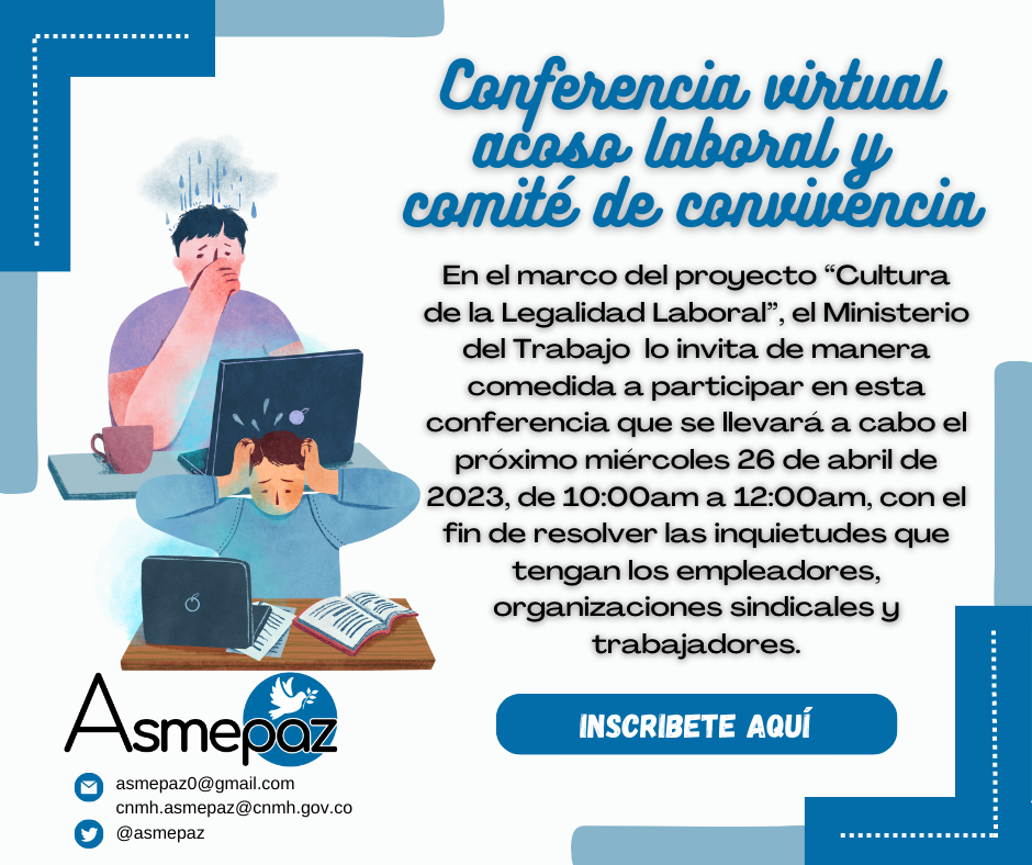 Invitación a la capacitación sobre acoso laboral y comité de convivencia ofertada por el Ministerio del Trabajo